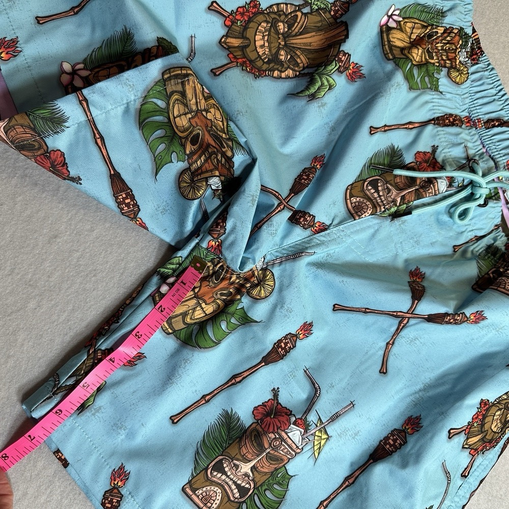 Psycho Tuna Tiki Cocktail Party Swim Shorts Mens XL NWT Blue Beach Trunks - Picture 3 of 10